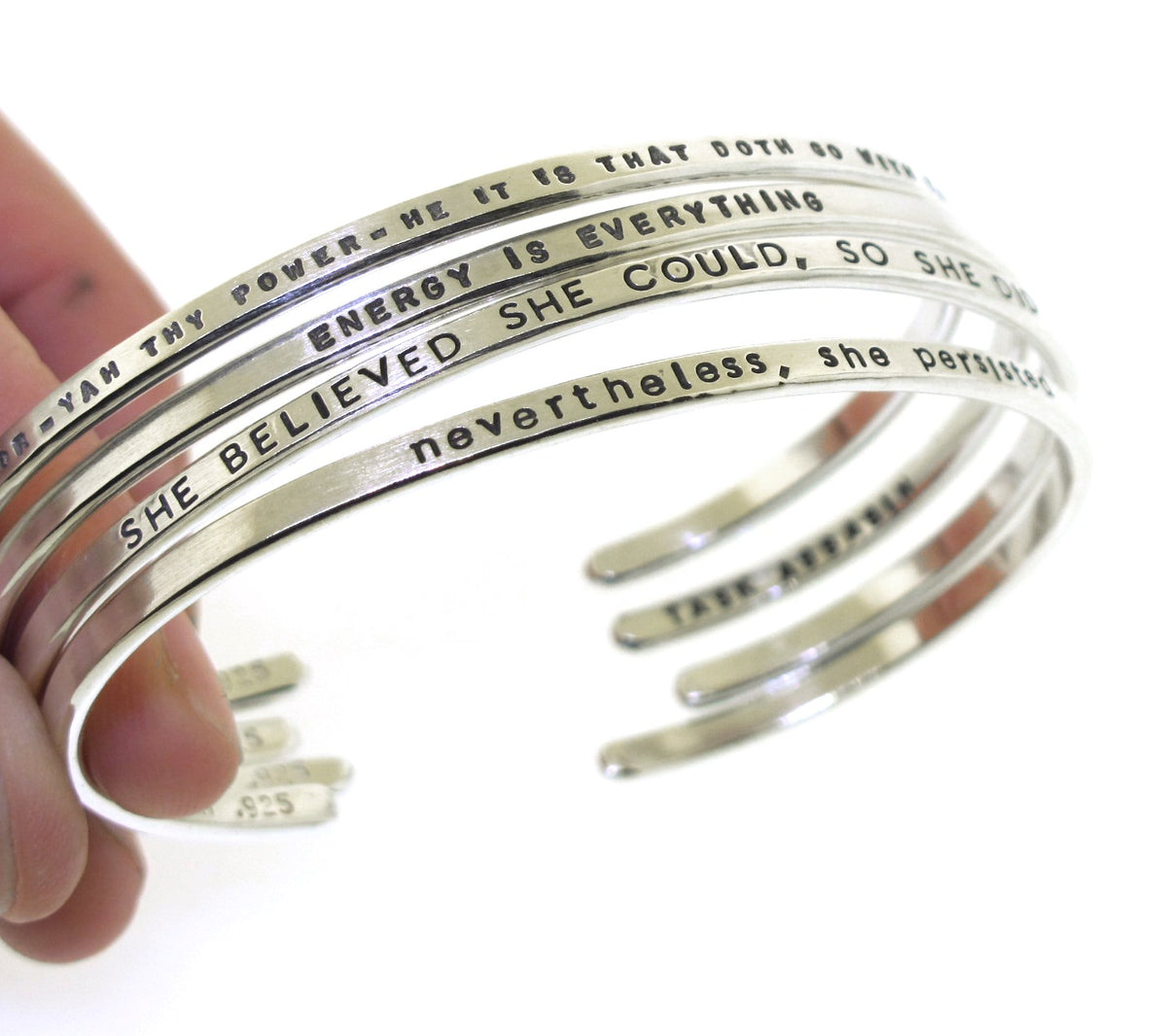 CUFF BRACELET WITH TEXT - Silver