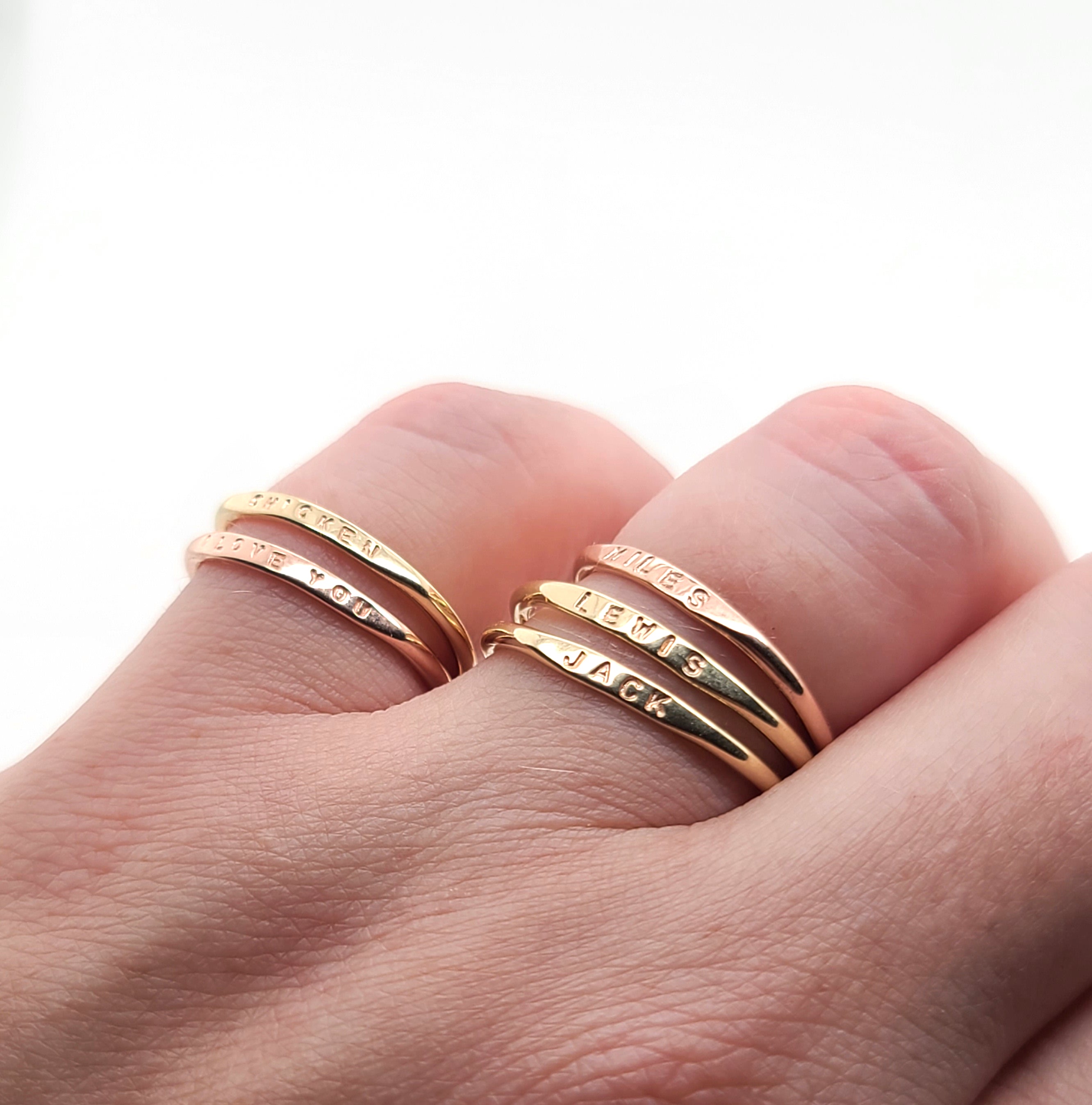 Stacking ring set with hammered finish ~ perfect to wear with a ring t